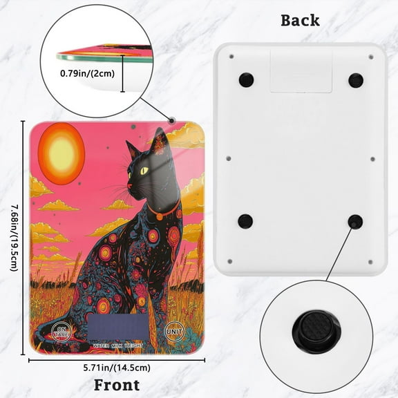 BZSMCE Digital Food Scale Kitchen Scales Creatively Cosmic Cat in Color Pattern Baking Cooking Keto and Meal Prep, with LCD Display
