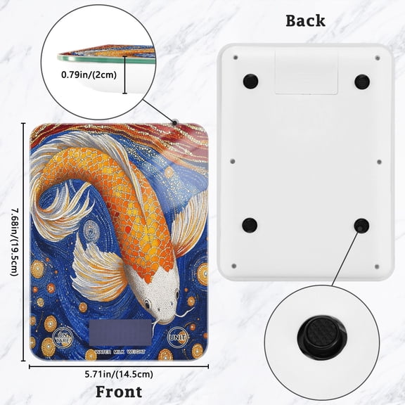 BZSMCE Digital Food Scale Kitchen Scales Creatively Cosmic Koi Pattern Baking Cooking Keto and Meal Prep, with LCD Display