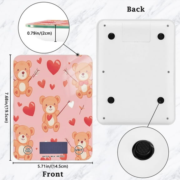 BZSMCE Digital Food Scale Kitchen Scales Creatively Cupid's Bears Pattern Baking Cooking Keto and Meal Prep, with LCD Display