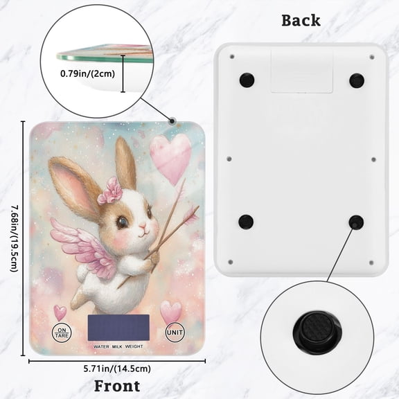 BZSMCE Digital Food Scale Kitchen Scales Creatively Cupid's Bunny Pattern Baking Cooking Keto and Meal Prep, with LCD Display