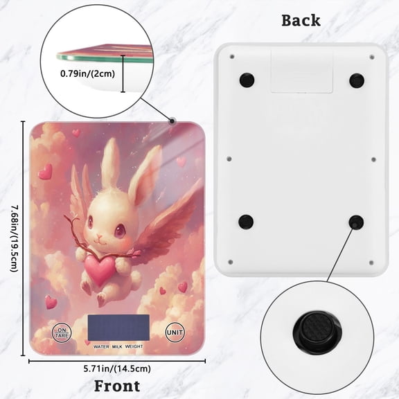 BZSMCE Digital Food Scale Kitchen Scales Creatively Cupid’s Bunny Pattern Baking Cooking Keto and Meal Prep, with LCD Display