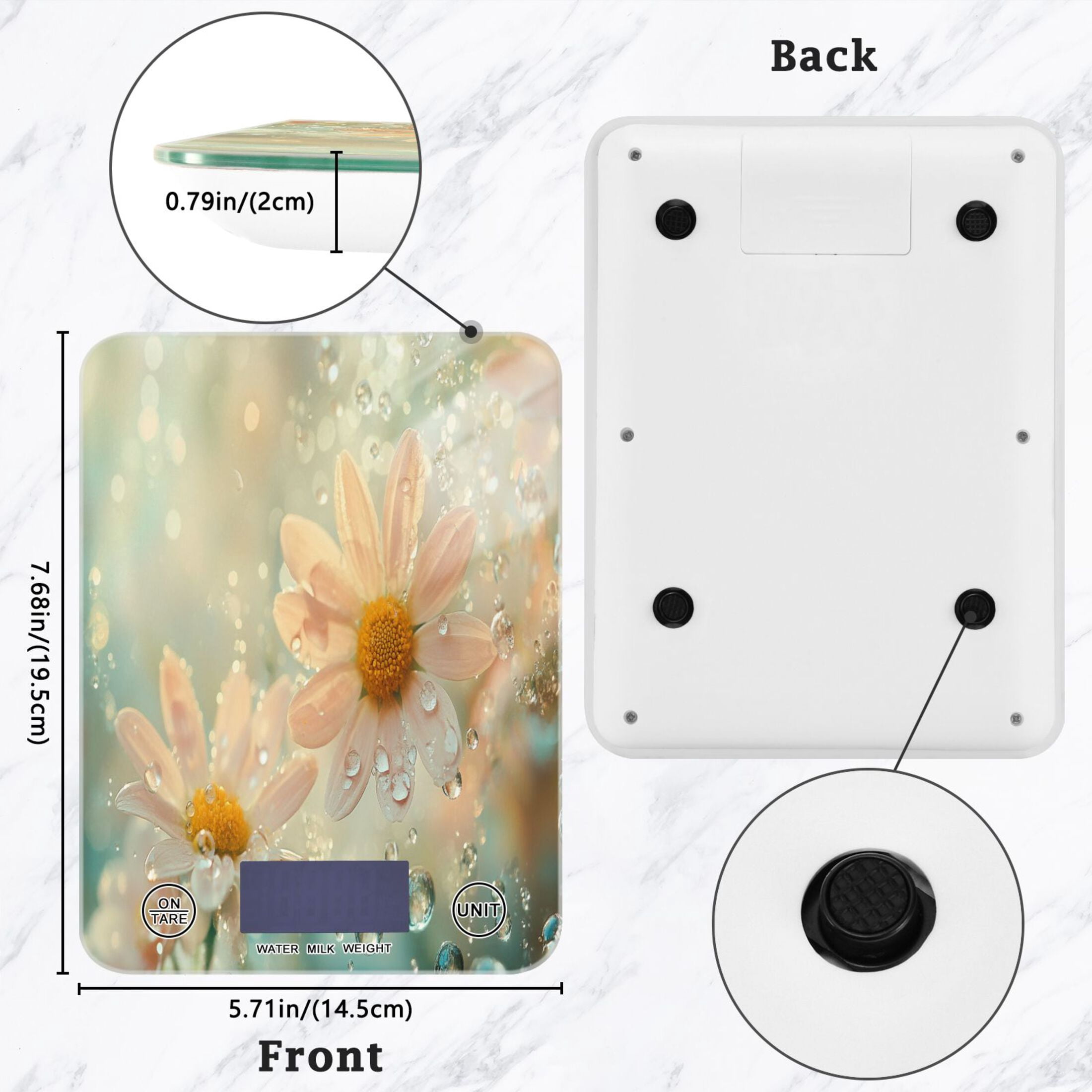 BZSMCE Digital Food Scale Kitchen Scales Creatively Daisy Flowers with ...