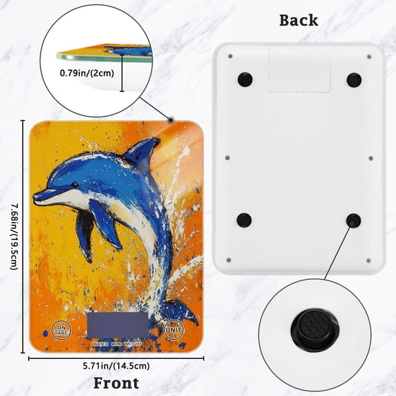 BZSMCE Digital Food Scale Kitchen Scales Creatively Dolphin Dance Pattern Baking Cooking Keto and Meal Prep, with LCD Display