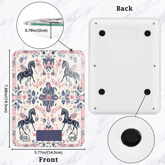 BZSMCE Digital Food Scale Kitchen Scales Creatively Equestrian Floral Harmony Pattern Baking Cooking Keto and Meal Prep, with LCD Display