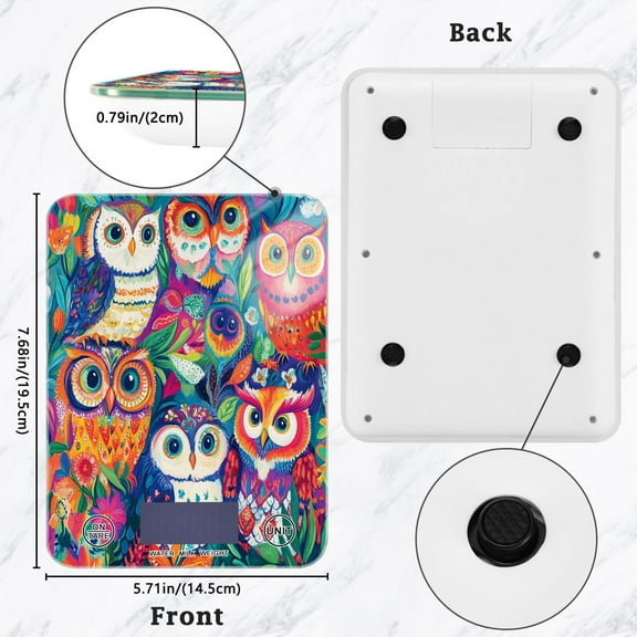 BZSMCE Digital Food Scale Kitchen Scales Creatively Fantasy Owls Amidst Petals Pattern Baking Cooking Keto and Meal Prep, with LCD Display