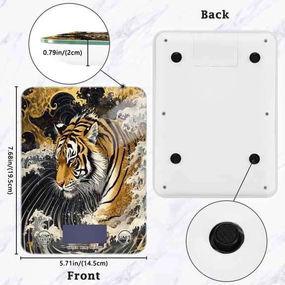 BZSMCE Digital Food Scale Kitchen Scales Creatively Fierce Waves Pattern Baking Cooking Keto and Meal Prep, with LCD Display