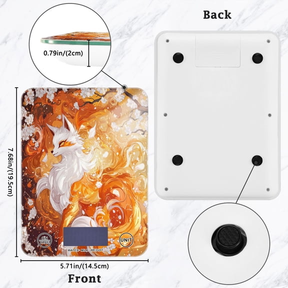 BZSMCE Digital Food Scale Kitchen Scales Creatively Fiery Whispers Pattern Baking Cooking Keto and Meal Prep, with LCD Display