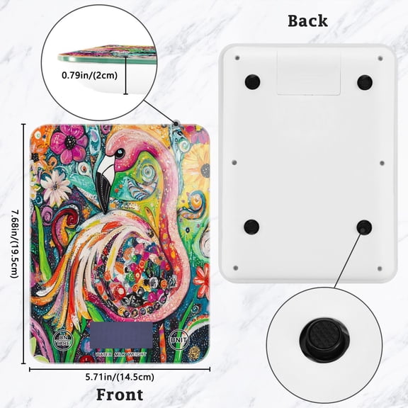 BZSMCE Digital Food Scale Kitchen Scales Creatively Flamingo in A Garden Of Colors Pattern Baking Cooking Keto and Meal Prep, with LCD Display