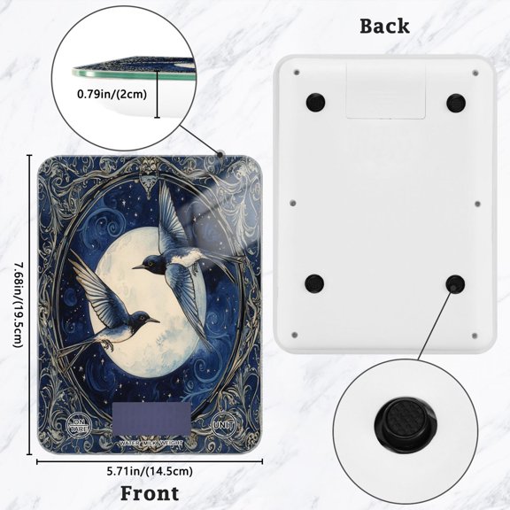 BZSMCE Digital Food Scale Kitchen Scales Creatively Flight under The Moon Pattern Baking Cooking Keto and Meal Prep, with LCD Display