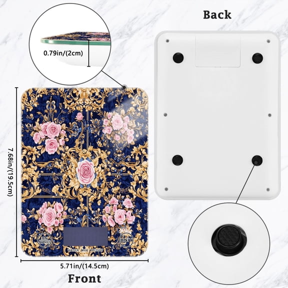 BZSMCE Digital Food Scale Kitchen Scales Creatively Floral Damask Pattern Baking Cooking Keto and Meal Prep, with LCD Display