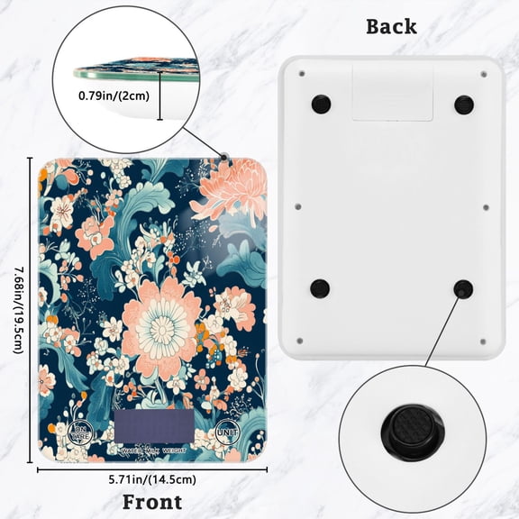 BZSMCE Digital Food Scale Kitchen Scales Creatively Floral Dreams Pattern Baking Cooking Keto and Meal Prep, with LCD Display