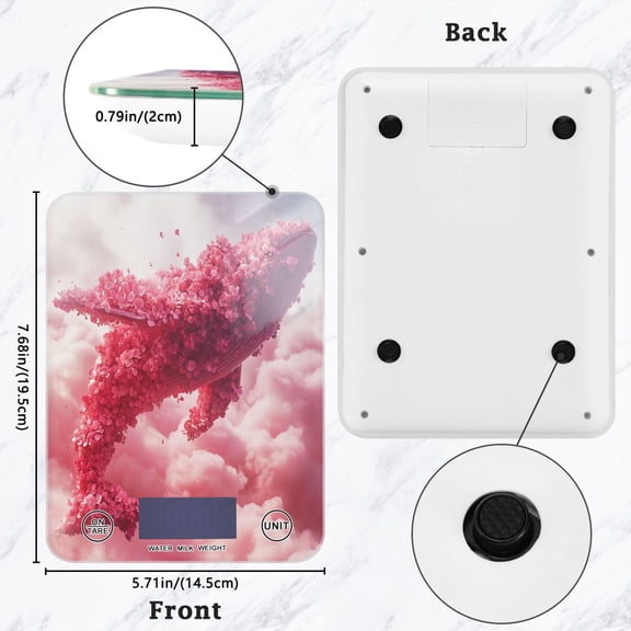BZSMCE Digital Food Scale Kitchen Scales Creatively Floral Dreamscape Pattern Baking Cooking Keto and Meal Prep, with LCD Display