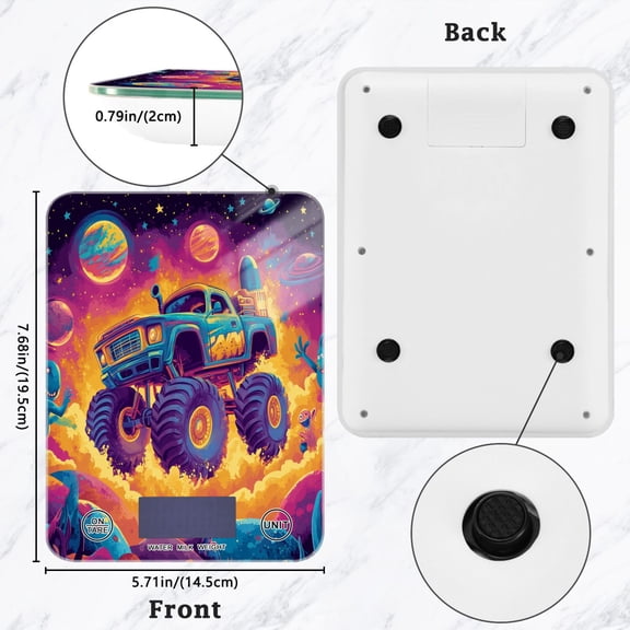 BZSMCE Digital Food Scale Kitchen Scales Creatively Galactic Monster Adventure Pattern Baking Cooking Keto and Meal Prep, with LCD Display