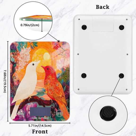 BZSMCE Digital Food Scale Kitchen Scales Creatively Harmony in Color Pattern Baking Cooking Keto and Meal Prep, with LCD Display