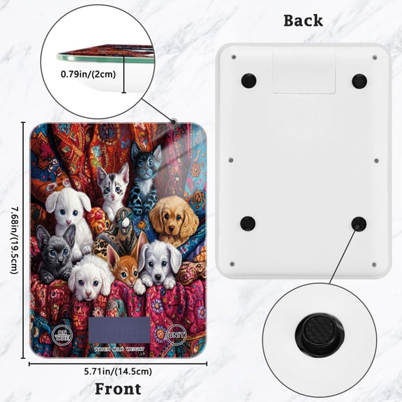 BZSMCE Digital Food Scale Kitchen Scales Creatively He Purrfect Playmates Pattern Baking Cooking Keto and Meal Prep, with LCD Display