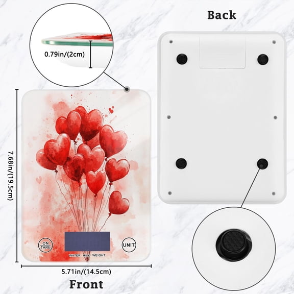 BZSMCE Digital Food Scale Kitchen Scales Creatively Heartfelt Balloons Pattern Baking Cooking Keto and Meal Prep, with LCD Display