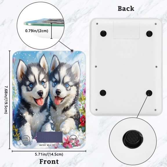 BZSMCE Digital Food Scale Kitchen Scales Creatively Huskies in Bloom Pattern Baking Cooking Keto and Meal Prep, with LCD Display