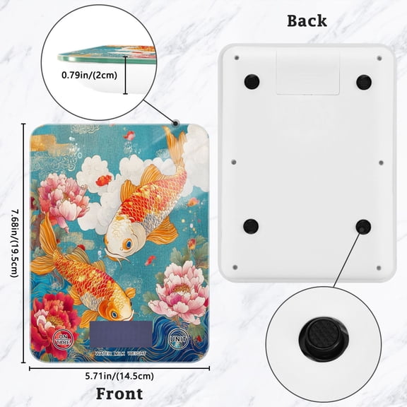BZSMCE Digital Food Scale Kitchen Scales Creatively Koi Dance Pattern Baking Cooking Keto and Meal Prep, with LCD Display