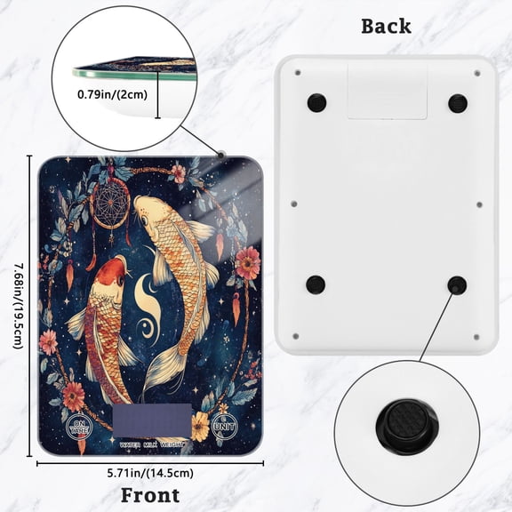 BZSMCE Digital Food Scale Kitchen Scales Creatively Koi Dreams Pattern Baking Cooking Keto and Meal Prep, with LCD Display