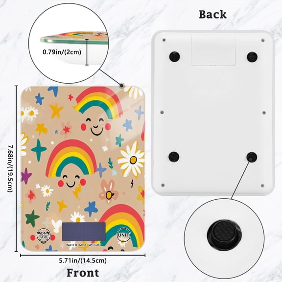 BZSMCE Digital Food Scale Kitchen Scales Creatively Laughing Rainbows Pattern Baking Cooking Keto and Meal Prep, with LCD Display