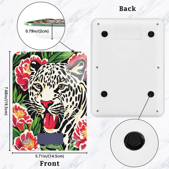 BZSMCE Digital Food Scale Kitchen Scales Creatively Leopard Among Blooms Pattern Baking Cooking Keto and Meal Prep, with LCD Display