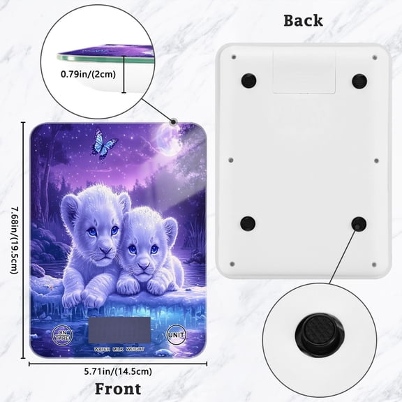 BZSMCE Digital Food Scale Kitchen Scales Creatively Lion Cubs under The Moon Pattern Baking Cooking Keto and Meal Prep, with LCD Display