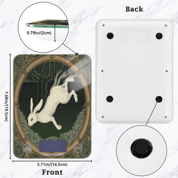 BZSMCE Digital Food Scale Kitchen Scales Creatively Lunar Hare Pattern Baking Cooking Keto and Meal Prep, with LCD Display