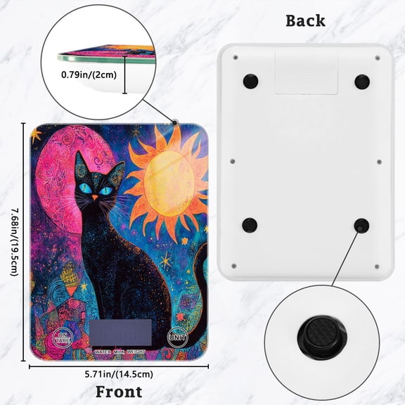 BZSMCE Digital Food Scale Kitchen Scales Creatively Lunar Whiskers at Dawn Pattern Baking Cooking Keto and Meal Prep, with LCD Display