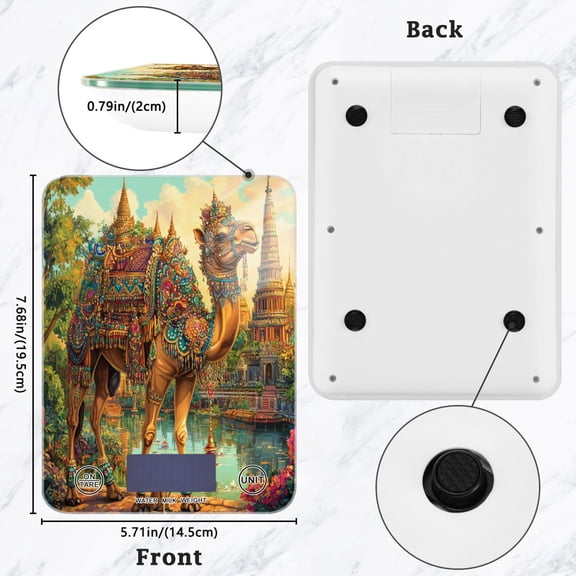 BZSMCE Digital Food Scale Kitchen Scales Creatively Ornate Camel by Temples Pattern Baking Cooking Keto and Meal Prep, with LCD Display