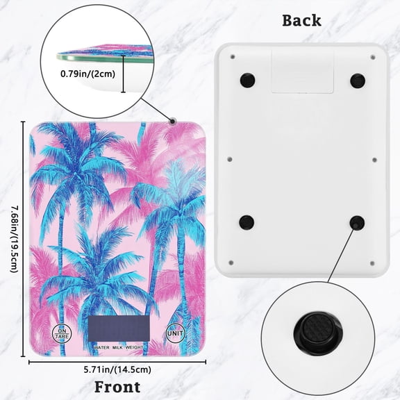 BZSMCE Digital Food Scale Kitchen Scales Creatively Palm Paradise Pattern Baking Cooking Keto and Meal Prep, with LCD Display