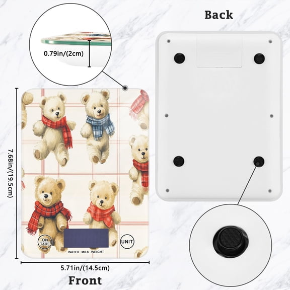 BZSMCE Digital Food Scale Kitchen Scales Creatively Playful Bears in Harmonious Textures Pattern Baking Cooking Keto and Meal Prep, with LCD Display