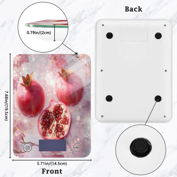BZSMCE Digital Food Scale Kitchen Scales Creatively Pomegranate Dreams Pattern Baking Cooking Keto and Meal Prep, with LCD Display