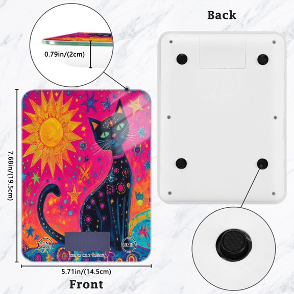 BZSMCE Digital Food Scale Kitchen Scales Creatively Radiant Feline Pattern Baking Cooking Keto and Meal Prep, with LCD Display