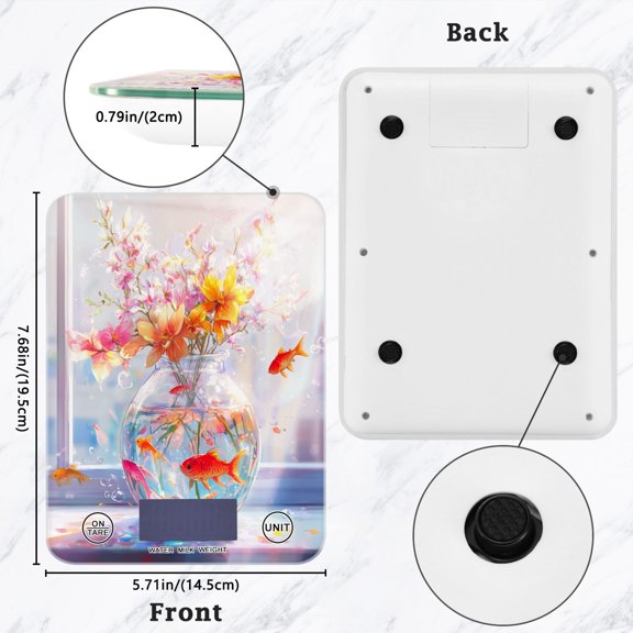 BZSMCE Digital Food Scale Kitchen Scales Creatively Radiant Floral Aquarium Pattern Baking Cooking Keto and Meal Prep, with LCD Display