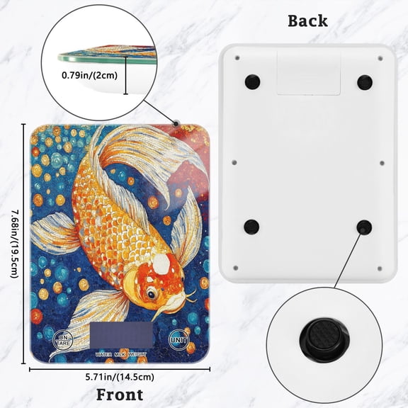 BZSMCE Digital Food Scale Kitchen Scales Creatively Radiant Koi Pattern Baking Cooking Keto and Meal Prep, with LCD Display