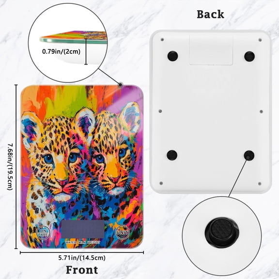BZSMCE Digital Food Scale Kitchen Scales Creatively Radiant Leopard Twins Pattern Baking Cooking Keto and Meal Prep, with LCD Display