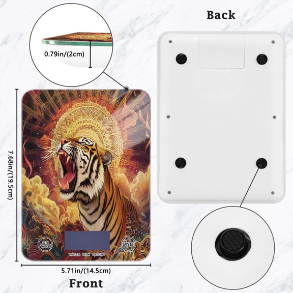 BZSMCE Digital Food Scale Kitchen Scales Creatively Radiant Roar Pattern Baking Cooking Keto and Meal Prep, with LCD Display