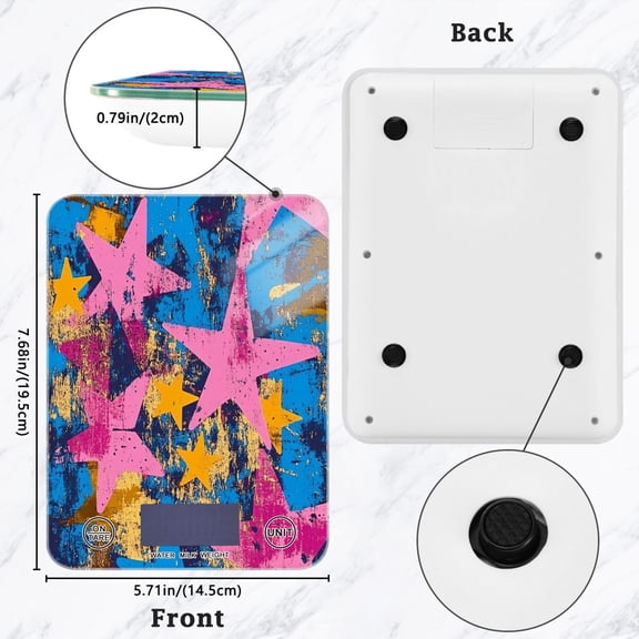 BZSMCE Digital Food Scale Kitchen Scales Creatively Retro Star Spectrum Pattern Baking Cooking Keto and Meal Prep, with LCD Display