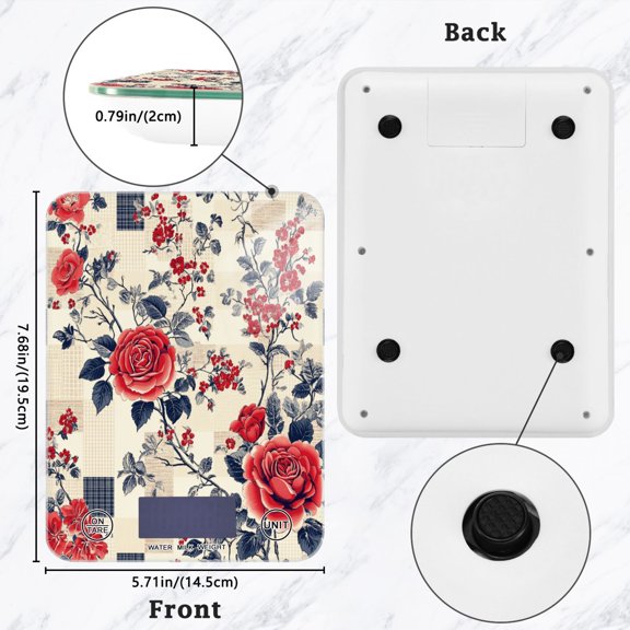 BZSMCE Digital Food Scale Kitchen Scales Creatively Rose Mosaic Pattern Baking Cooking Keto and Meal Prep, with LCD Display