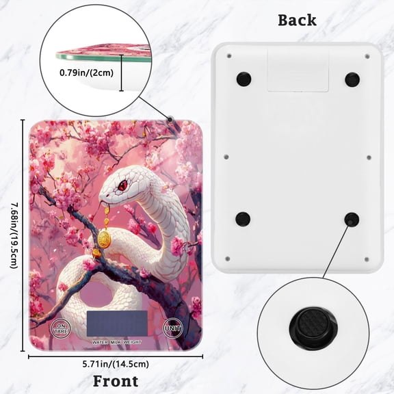 BZSMCE Digital Food Scale Kitchen Scales Creatively Serpent in Bloom Pattern Baking Cooking Keto and Meal Prep, with LCD Display