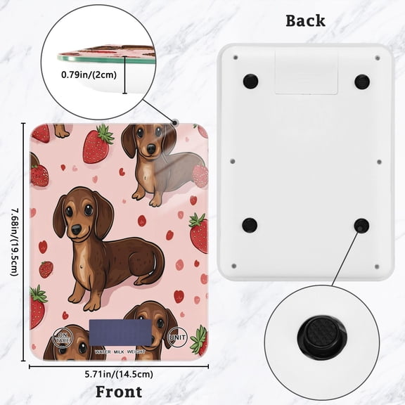 BZSMCE Digital Food Scale Kitchen Scales Creatively Strawberry Pup Parade Pattern Baking Cooking Keto and Meal Prep, with LCD Display