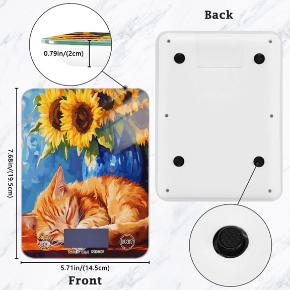BZSMCE Digital Food Scale Kitchen Scales Creatively Sunflower Dreams Pattern Baking Cooking Keto and Meal Prep, with LCD Display