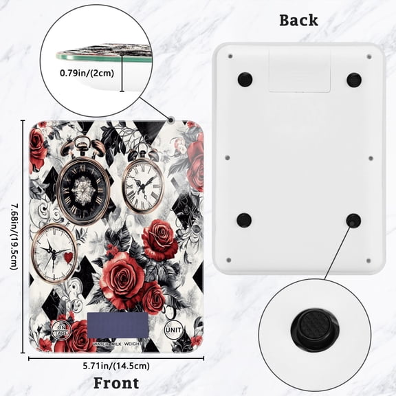 BZSMCE Digital Food Scale Kitchen Scales Creatively Timeless Blossoms Pattern Baking Cooking Keto and Meal Prep, with LCD Display