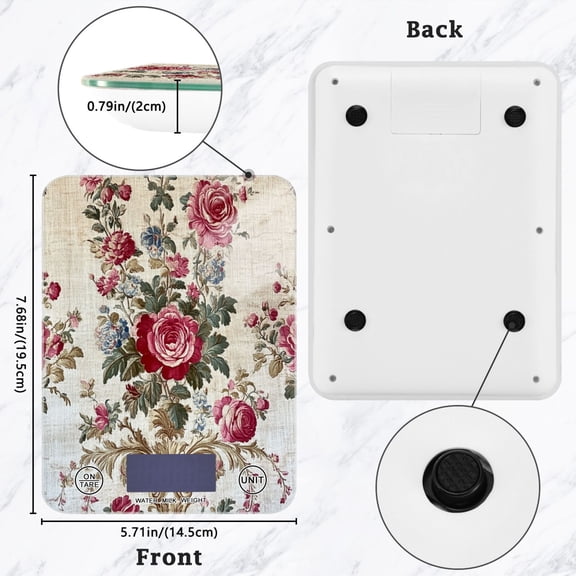 BZSMCE Digital Food Scale Kitchen Scales Creatively Timeless Floral Elegance Pattern Baking Cooking Keto and Meal Prep, with LCD Display