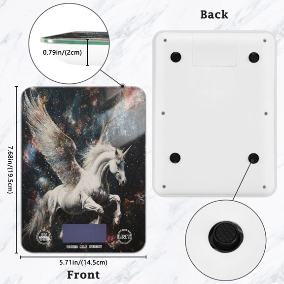 BZSMCE Digital Food Scale Kitchen Scales Creatively Unicorn in Space Pattern Baking Cooking Keto and Meal Prep, with LCD Display