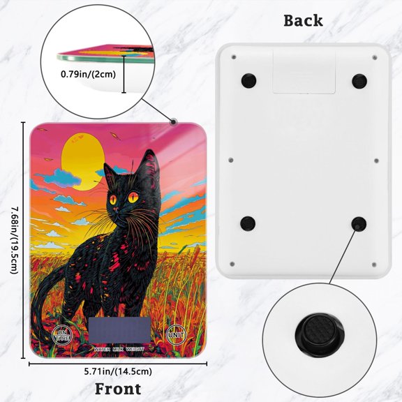 BZSMCE Digital Food Scale Kitchen Scales Creatively Vibrant Feline Dreams Pattern Baking Cooking Keto and Meal Prep, with LCD Display