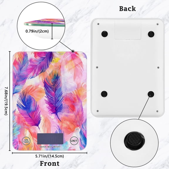 BZSMCE Digital Food Scale Kitchen Scales Creatively Whimsical Featherscape Pattern Baking Cooking Keto and Meal Prep, with LCD Display
