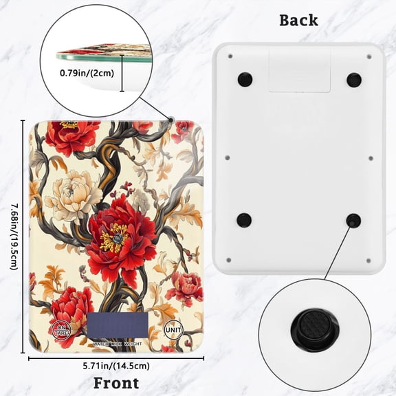 BZSMCE Digital Food Scale Kitchen Scales Creatively Whimsical Peony Wonderland Pattern Baking Cooking Keto and Meal Prep, with LCD Display