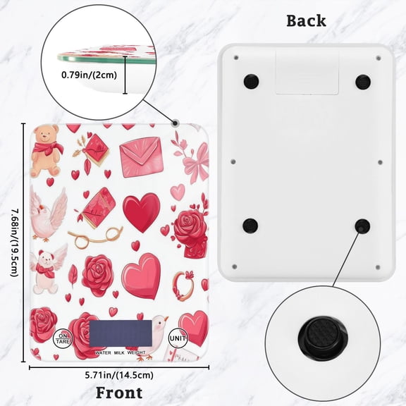 BZSMCE Digital Food Scale Kitchen Scales Creatively Whimsical Romance Pattern Baking Cooking Keto and Meal Prep, with LCD Display