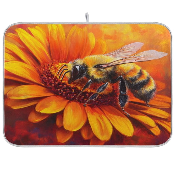 BZSMCE Dish Drying Mat Bee on Oran Design Drying Mats